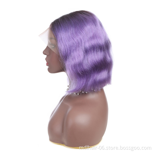 Wholesale 1b/pink Short Bob Wig Human Hair Colored Lace Front Wigs Women Lace Front Wig for Black Brazilian Swiss Lace Long